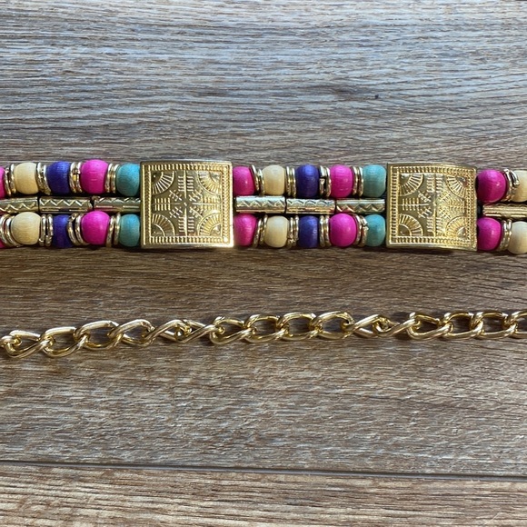 Vintage beaded handmade Colorful adjustable chain belt - Picture 4 of 7